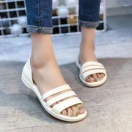 Casual Shoes Women Summer Flat Sandals 2024 Open-Toed Slides Slippers Candy Colour Beach Outdoot Female Ladies Jelly