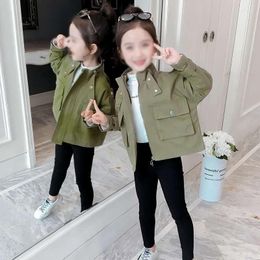 Jackets Children's Jacket Spring And Autumn Casual Temperament Solid Colour Top For Girls