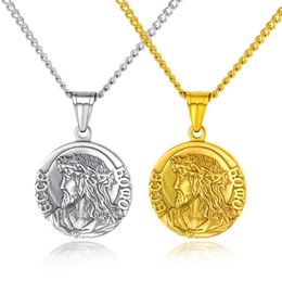 Hooded Jesus and the Bible prayer medallion pendant high quality men039s vintage titanium steel necklace jewelry gift 3GX14029607264