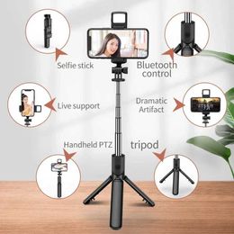 Selfie Monopods Wireless Bluetooth selfie stick remote control shutter tripod suitable for iPhone holder with full light 360 degree rotation S2452207