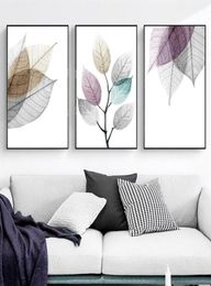 3 Panels Canvas Painting Wall Posters and Prints Abstract Transparent Leaves Wall Art Pictures For Living Room Dining Restaurant H4049806