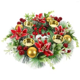Decorative Flowers Door Hanging Decors Christmas Ornament Xmas Wreath Stand Tealight Holder