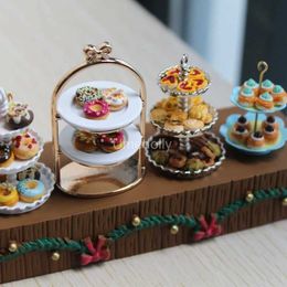 Kitchens Play Food Kitchens Play Food 1/12 ratio mini doll house cake rack mini donuts for BJD food toys OB11 doll house kitchen accessories toys WX5.21