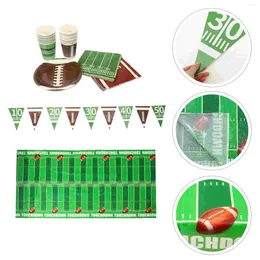 Disposable Dinnerware Rugby Ball Kids' Party Supplies Football Tableware Decorative Napkins Cloths Birthday Paper Plate Use Plates Child