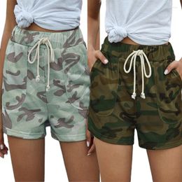 Women's Shorts Summer Fashionable Camouflage Printed Casual Street Style Loose Straight Leg Lace Up Pants