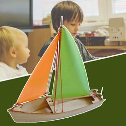 Model Set Self propelled sailboat wooden boat model building kit assembly toy DIY handmade childrens toy model wooden boat Cl U9R7 S2452399