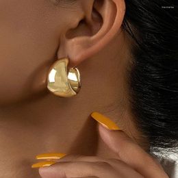 Hoop Earrings Gold Colour Round Chunky For Women Lightweight Smooth Metal Open Thick Hoops Fashion Trendy Jewellery 2024