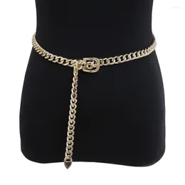 Belts 2024 Women's Fashion European And American Jewellery Single Layer Metal Chain Waist Retro Casual