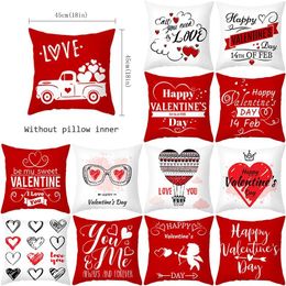 Pillow Valentine's Day Throw Case Lover Red Heart Letters Covers For Home Sofa Chair Wedding Decorative Pillowcases