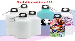 500ml 750ml 1000ml Sublimation Blank White Aluminum Sports Bottle Aluminium Water Bottle with Carabiner DIY Heat Press Transfer Fl5196509