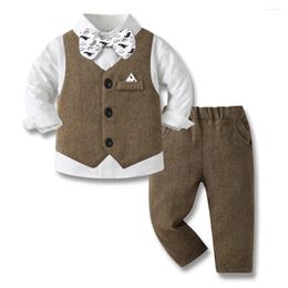 Clothing Sets Spring Baby Boy Formal Suits Boutique Clothes Boys Gentleman Long Sleeve Shirt Tie Vest Trousers Set Kids Birthday Party Dress