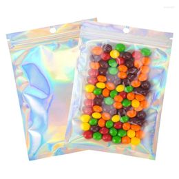 Gift Wrap 100 Pcs Holographic Bags Packaging For Party Favour Food Storage (Holographic Colour 4X6 Inch And 7X10 Inch)