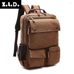 Backpack Z.L.D. Large-Capacity Canvas Bag Fashion Brand Designer Men'S Multi-Function Ladies Travel Bolso