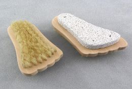 Foot Brush Exfoliating Dead Skin Remover Wooden Brush with Natural Bristle and Pumice Stone Foot Brush Massager LX28918781867