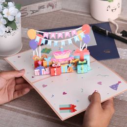 Gift Cards Greeting Cards 3D Childrens Birthday Card Mom Wife Husband Pop up Greeting Card Newborn Baby Shower WX5.22