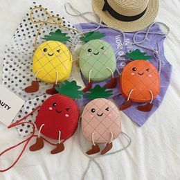 Handbags New Cartoon Pineapple Children Messenger Bag Cute Girls Baby Mini Shoulder Bag Fashion Boys Kids Accessories Coin Purse Gifts Y240523