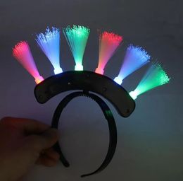 Light Up Flashing Fibre Optic Headbands LED Head Boppers Birthday Rave Party Atmosphere Glowing Supplies Luminous Costume Headwear