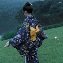Ethnic Clothing Japanese Traditional Cotton Formal Kimono Style Yukata Vintage Girl Dress
