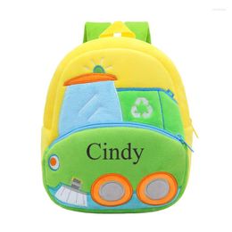 Backpack Personalised Cute Children School Bags 3D Cartoon Trucks Cars Plush Kids Custom Name Kindergarten Boys Girls Schoolbags