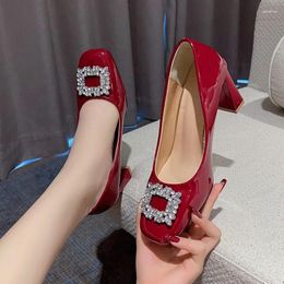 Dress Shoes Women Crystal Marie Janes Luxury Spring High Heels Fashion Pumps 2024 Designer Female Square Toe Zapatos Shallow