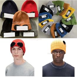 cp 17 Color Designer Autumn Windbreak Beanies Two Lens Glasses Goggles Hat CP Men Knitted Hats High Quality Face Mask Skull Caps Outdoor Casual Sports Fashion caps 413