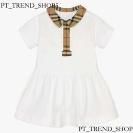 Baby Girl Plaid Dress Summer Childrens Short Sleeve Cotton Shirt Kirt Classic Plaid Lapel Impaterade anpassade tyger Toddlers kläder 515 20D