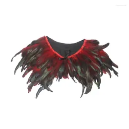 Bow Ties Victorians Gothic Feather Shrug Shoulder Wrap Witches Wing False Collar Shawl Scarf With Ribbon Tie Halloween Costume