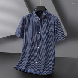 Men's Casual Shirts Men Shirt Striped Dress Cotton 2024 Short Sleeve Summer Oversize 6XL 7XL 8XL 10XL Plus Size Formal Designer High Quality