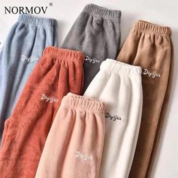 Women's Pants NORMOV Winter Warm Women High Waist Flannel Sleep Bottom With Velvet Soft Daily Homewear Casual Loose