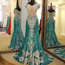 Sexy Off Shoulder Sequined Prom Dresses Lace Applique Beaded Lace-up Mermaid Evening Gowns 2017 Custom Made Party Dress 289y