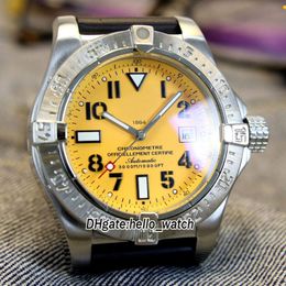 New 45mm Seawolf Diver Pro A1733110 I519 152S A20SS 1 Automatic Yellow Dial Mens Watch Steel Case Rubber Strap Sport Watches Hello watc 302l