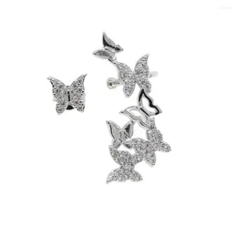 Stud Earrings Fashion Cz Sparking Girl Women Jewellery Mismatched Cute Lovely Butterfly Earring Gold Silver Colour