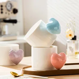 Mugs 2024 European Style Coffee Cup Tea Coke Creative Heart Shape Ceramic Milk Cups Porcelain Wholesale