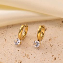 Dangle Earrings Luxury Tiny CZ Zircon Circle Shape Hoop For Women Exquisite Gold Colour Round Hoops Jewellery Trend Earring