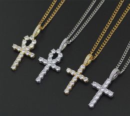 Hiphop Cross Pendant Necklace For Women Jewellery Female Statement Men Iced Out Chain Wholesale Gold Colour Homme Jewellery