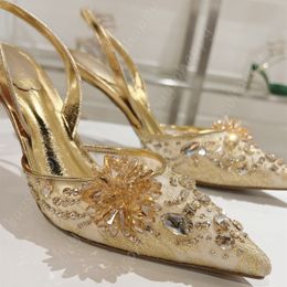 Teli di rinestone sandali Rene Caovilla Nuovo prodotto gemella tacchi a punta Caovilla tacchi in pizzo in pizzo in pizzo perle pecora cucitura cucini di diamanti scarpe eleganti