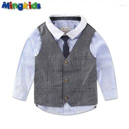 Clothing Sets Party 3 Piece Boys Classical Cotton Blouse Short West Bowtie Suit Gentleman Toddler Wedding Birthday