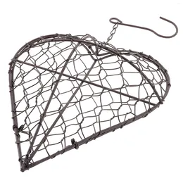 Decorative Flowers Decor Heart Shape Hanging Basket Plant Stand Iron Wire Wreath Metal Frame Pot Succulent