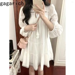 Casual Dresses Gagarich French Sweet Temperament Ins Korean Style Waist Thin Long-sleeved Dress Female Student Spring A-line