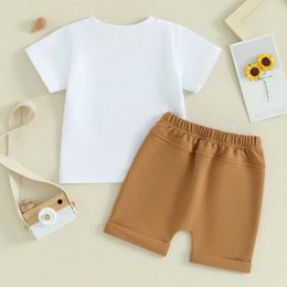 Clothing Sets Mamas Boy Baby Clothes Toddler Summer Outfits Checkered Short Sleeve Letter T-Shirt Solid Color Shorts Pants Set