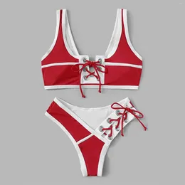 Women's Swimwear Sports Split Bikini Crisscross Strappy Conservative Comfortable Swimsuit Vest Low-Waist Woman Swimsuits