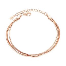 Bangle S925 Silver Snake Chain Rose Gold and Silver Bracelet for Womens Wedding and Birthday Gift Q240522