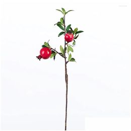 Decorative Flowers Wreaths Simation Fruit Branch Artificial Flower Pomegranate Fake Plants Red Christmas Supply Home Autumn Decoration Dhtau