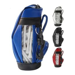 Portable Small Golf Ball Bag Mini Waist Pack With 50 wooden ball pegs PU leather Pouch with Belt Clip 240515