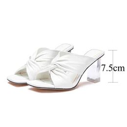 Dress Shoes Jmprs Womens Cross Strap High Heel Slippers 2024 Summer Luxury Gold Square Toe Sandals Designer Transparent Heels H240527 QCLZ