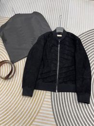 Highend brand mens leather jacket fashion layered sewing design baseball collar jacket high quality top designer leather jacket