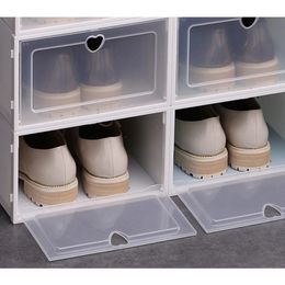 18pcs White Fold Plastic Shoes Case Thickened Transparent Drawer Shoe Boxes Stackable Box Organizer Shoebox 240523