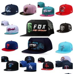 Snapbacks Mix Designer Basketball Hats All Team Logo Adjustable Fitted Bucket Hat Embroidery Cotton Mesh Flex Beanies Ball Hip Hop Out Otjdx