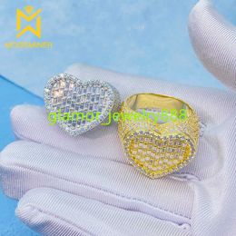Baguettes Heart Moissanite Rings For Women Iced Out Rings Women S925 Silver Wedding Ring Finger Jewellery Pass Diamonds Tester