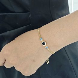 Bangle Customized photo projection adjustable stainless steel box chain color zircon womens gift Q240522